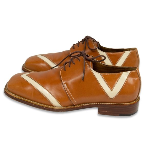 David Eden Men’s Light Brown & Cream Leather Shoes - Picture 4 of 7